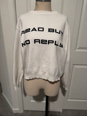 Zara White Graphic Crewneck Sweater - Ready But No Reply